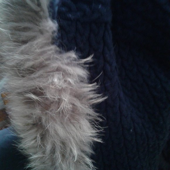 Rudsak woman winter coat size m/lg reall fur , new ,  leather belt, dark  blue - Picture 6 of 11